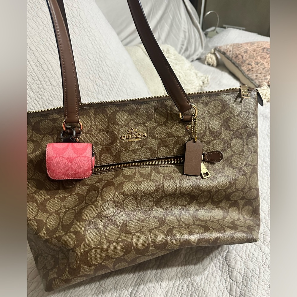 Coach Brown Leather Trim Tote Bag
